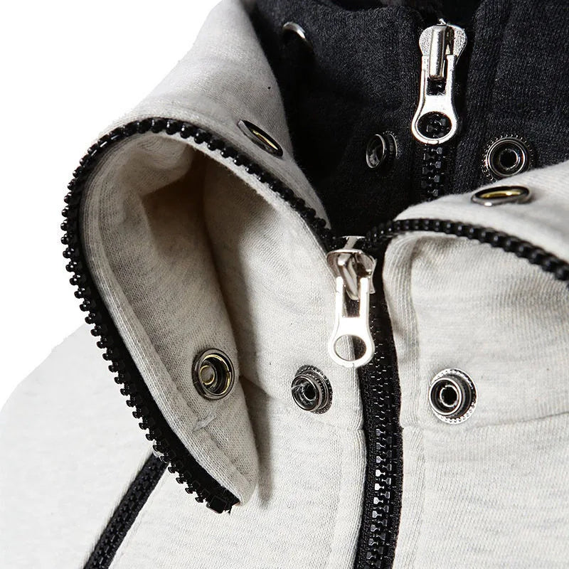 Men's Zip Up Hooded Jacket Two Piece Sports Cardigan