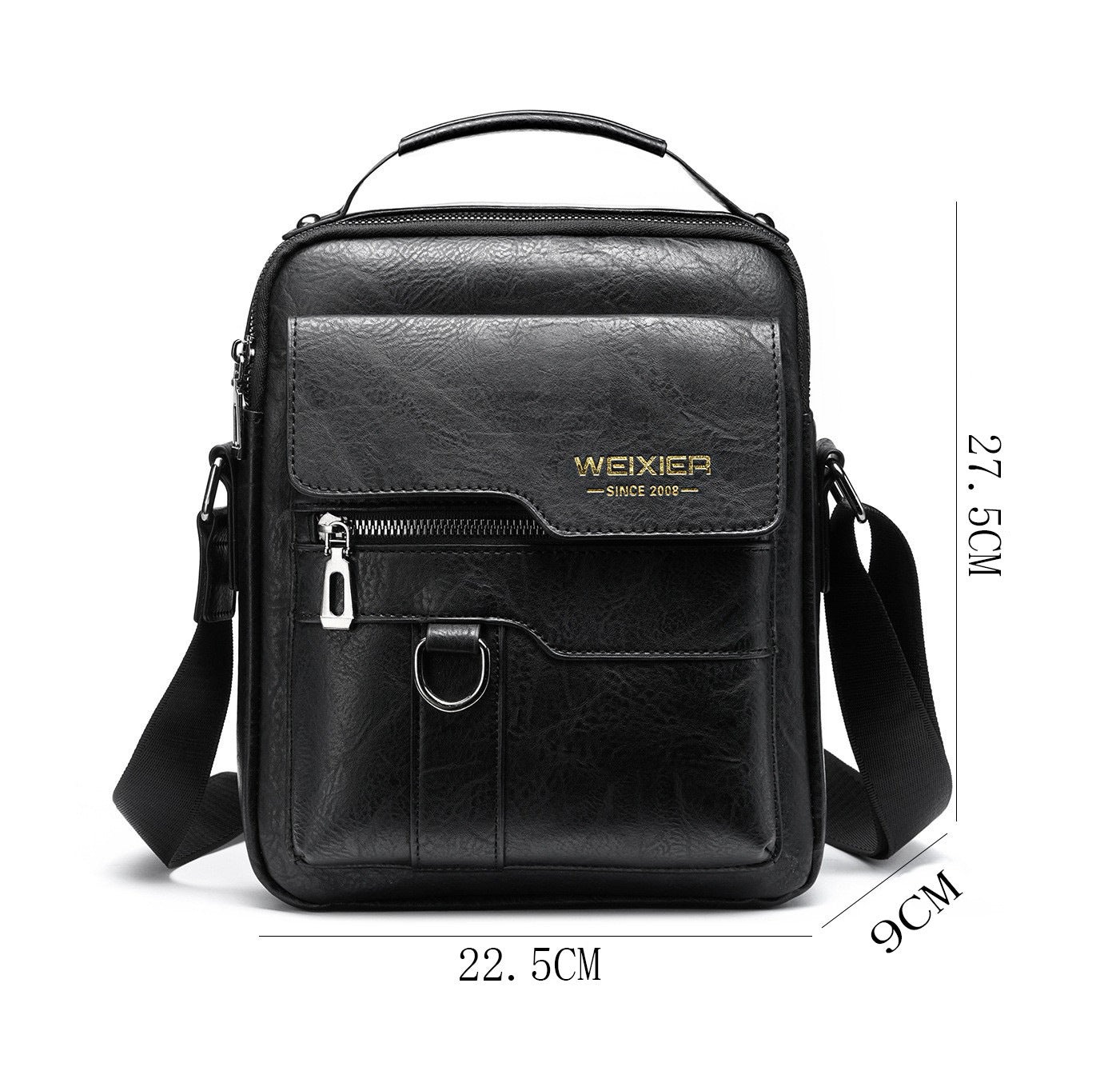 Popular Men's Messenger Bag One Shoulder Retro Business Backpack PU Leather Flaps Crossbody Bags Business Flap Male Solid Travel Bag - Zalixer