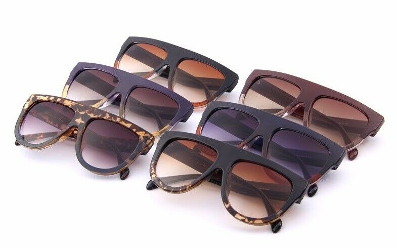 Oversized Black Leopard Womens Ladies Sunglasses Flat Top Shield Luxury Shadow - Zalixer