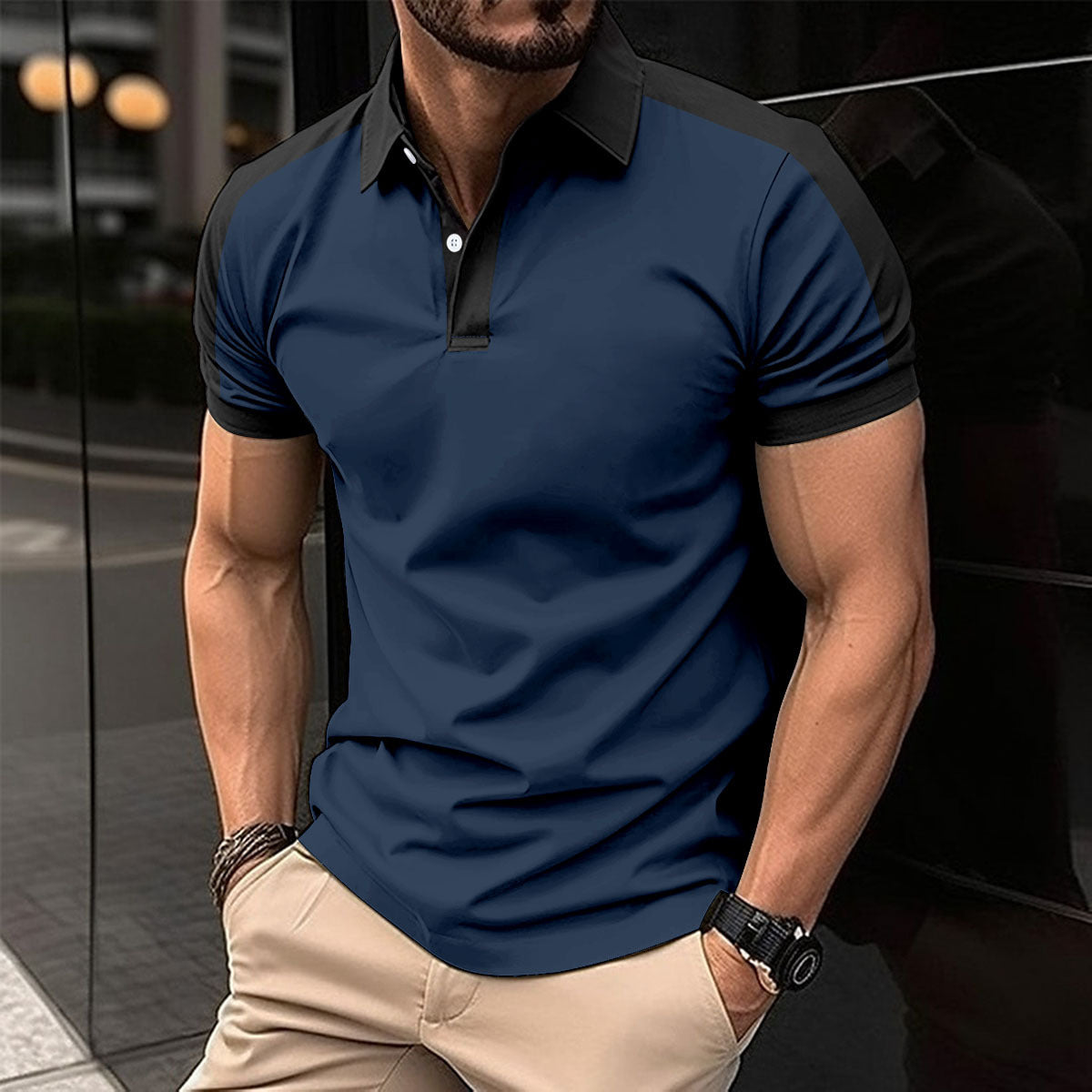 Men's Short Sleeve Business Shirt Summer Casual Polo Shirts