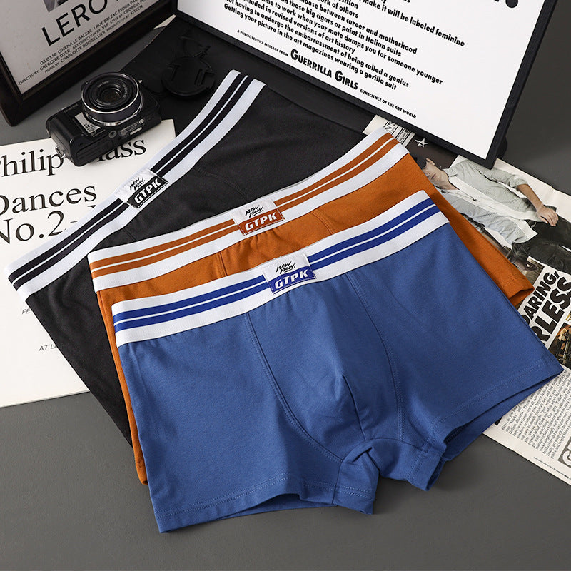New Men's Underwear Pure Color Cotton Mid-waist Underwear - Zalixer