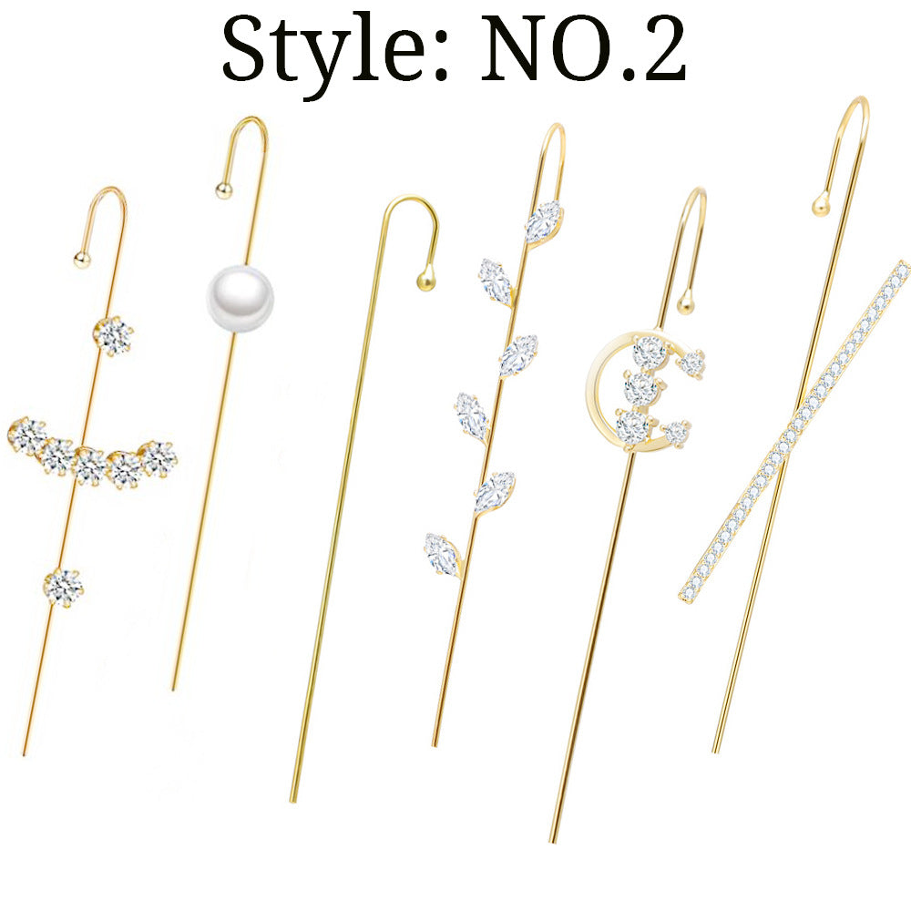 Zircon Earrings Slash Lightning Piercing Stud