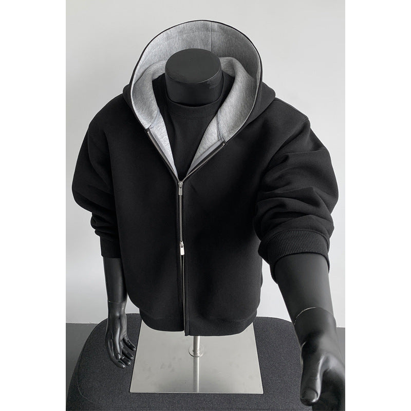 Casual Cropped Patchwork Cardigan Hoodie