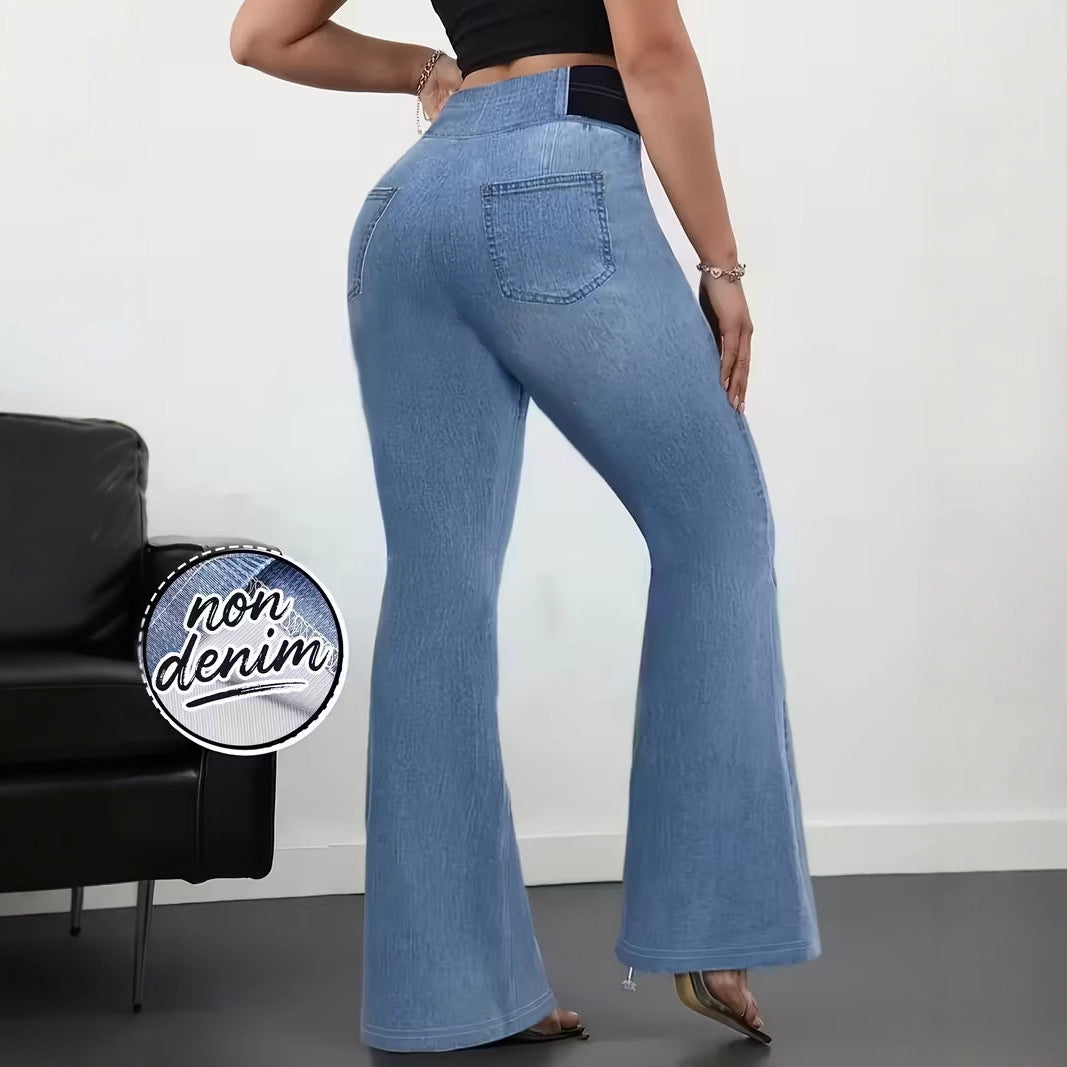 Womens Elastic Waist Slim-Fit Pants Womens Apparel - Zalixer