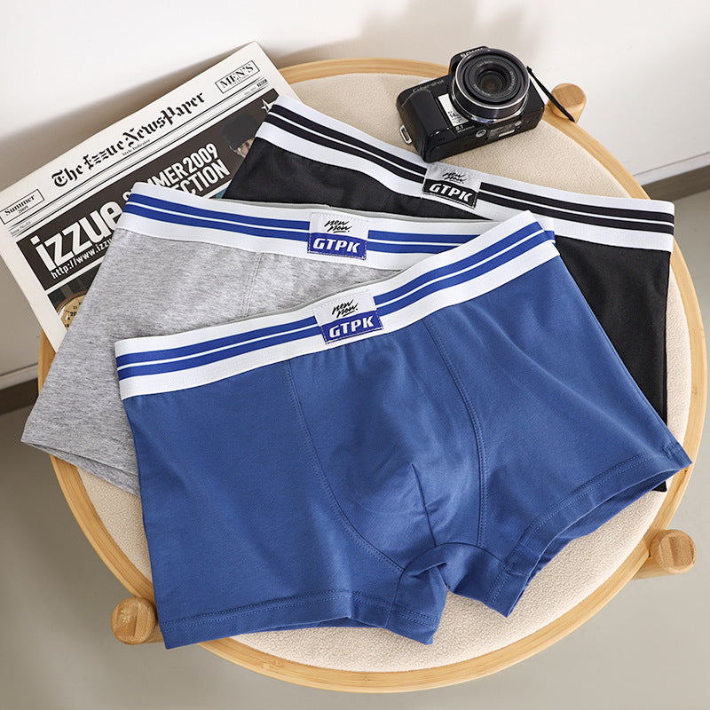 New Men's Underwear Pure Color Cotton Mid-waist Underwear - Zalixer