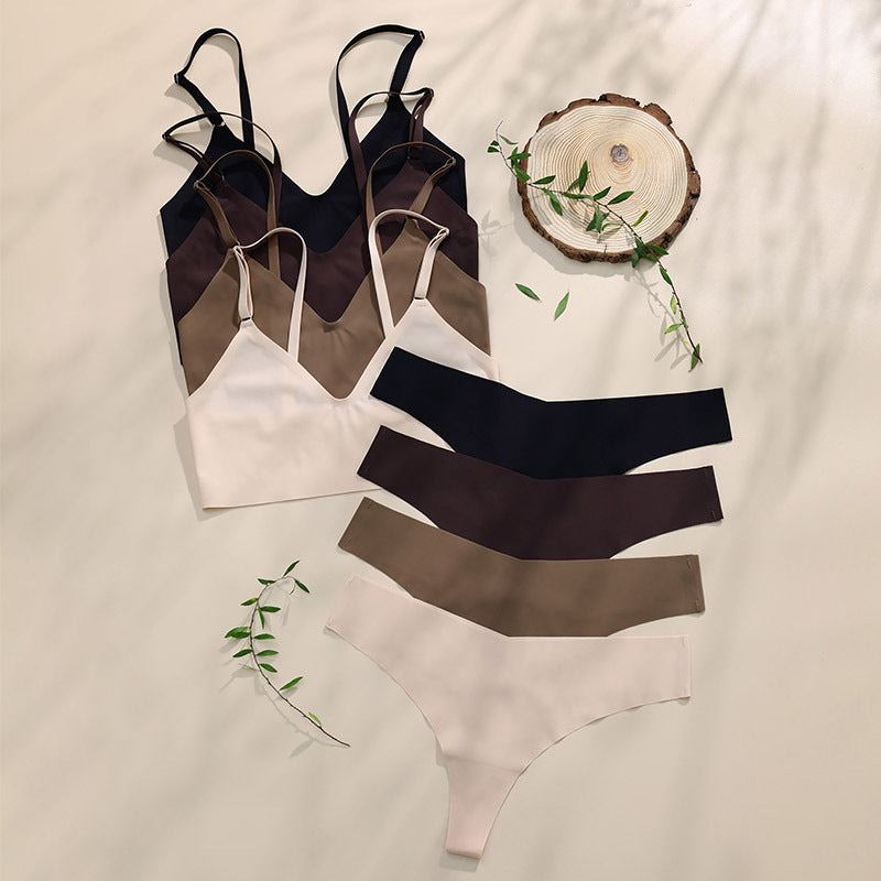 Women's V-neck Breathable Underwear Bra Panties Set - Zalixer