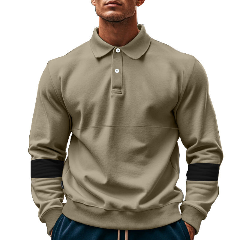 Fashion Long-sleeved Lapel Polo Shirt With Button Men's Loose Casual Sports Top Fall Spring Clothing