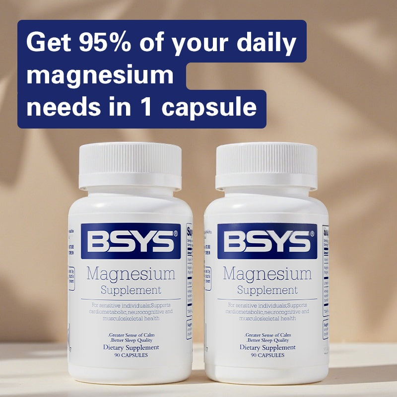BSYS Magnesium Supplements Sleep & Anxiety Relief Aid Muscle Relaxation Support Heart Health & Blood Sugar Balance Formula Cognitive Function Enhancement Nighttime Wellness Supplement