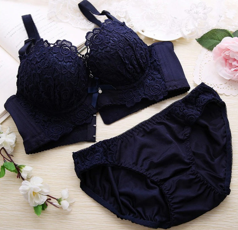 Lace Sexy Deep V Gather Underwear Without Steel Ring - Zalixer