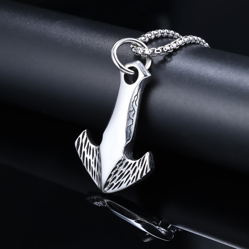 Retro-style Minimalist Anchor-shaped Titanium Steel Pendant Retro And Minimalist