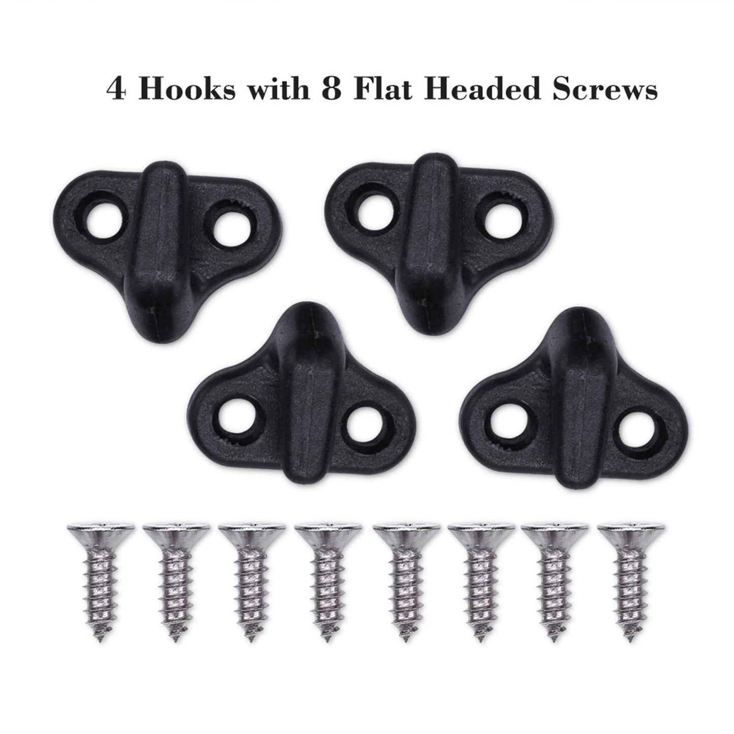 Nylon Kayak Lashing J Shape Hooks Replacement Black With Flat head Screws