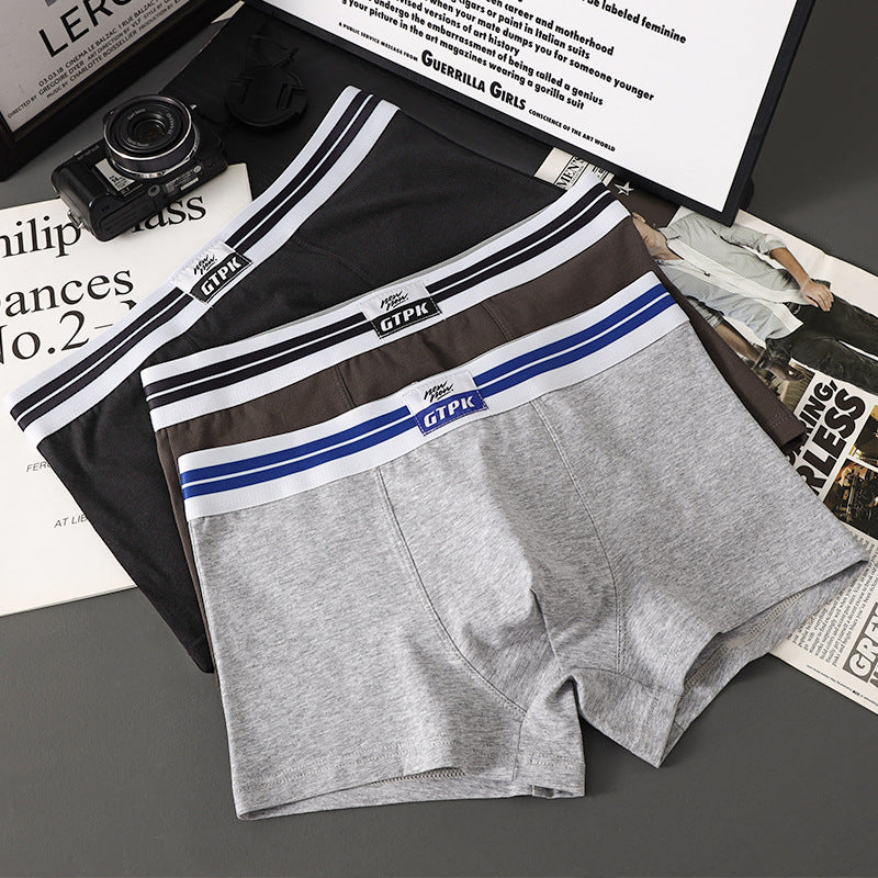 New Men's Underwear Pure Color Cotton Mid-waist Underwear - Zalixer