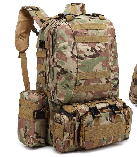 Men's Travel Oxford Cloth Outdoors Army Camouflage Tactics Double Shoulder Mountaineering Large Combination Backpack