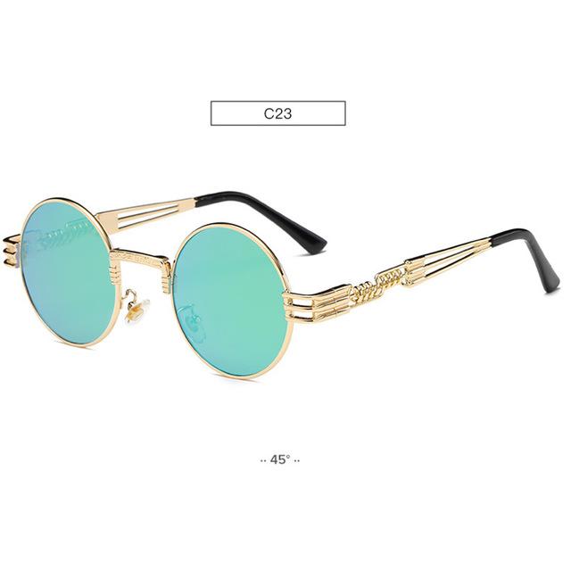 Gold Metal Fashion John Lennon Round Sunglasses Steampunk Sunglasses Mens Womens Retro Vintage Coating Mirrored Eyewear Shades - Zalixer