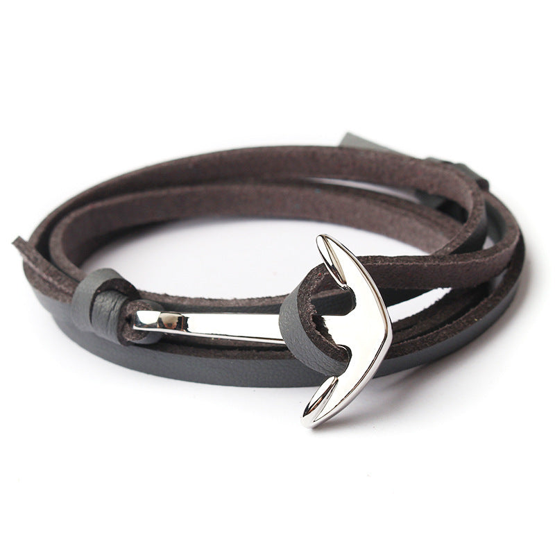 Imitation leather anchor bracelet
