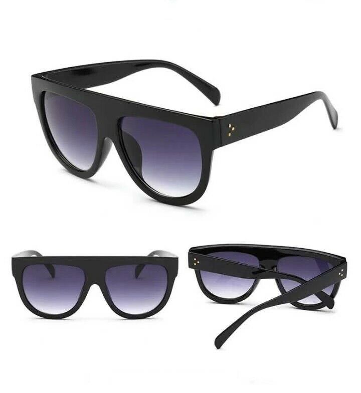 Oversized Black Leopard Womens Ladies Sunglasses Flat Top Shield Luxury Shadow - Zalixer