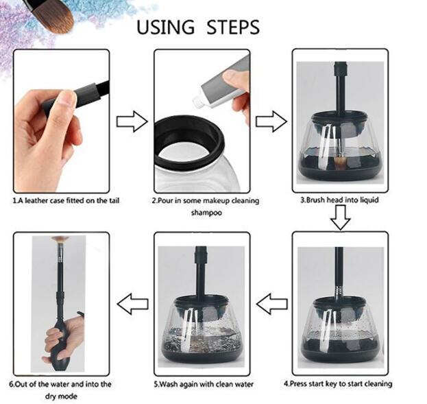 Professional Electric Auto Make Up Brushes Washing Tool Dry in Seconds Protect Bristle - Zalixer