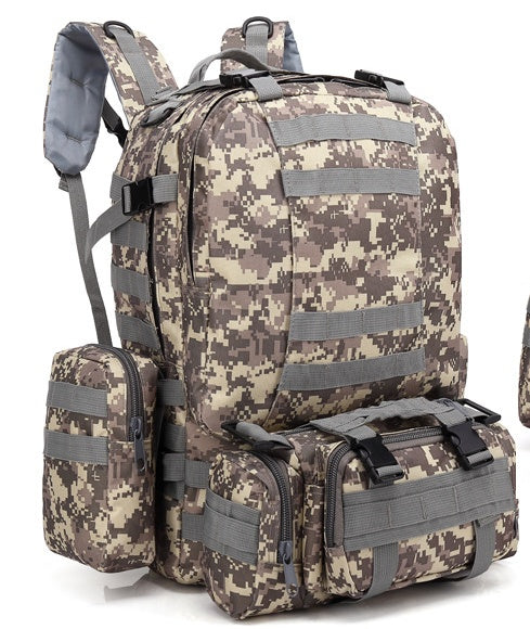 Men's Travel Oxford Cloth Outdoors Army Camouflage Tactics Double Shoulder Mountaineering Large Combination Backpack