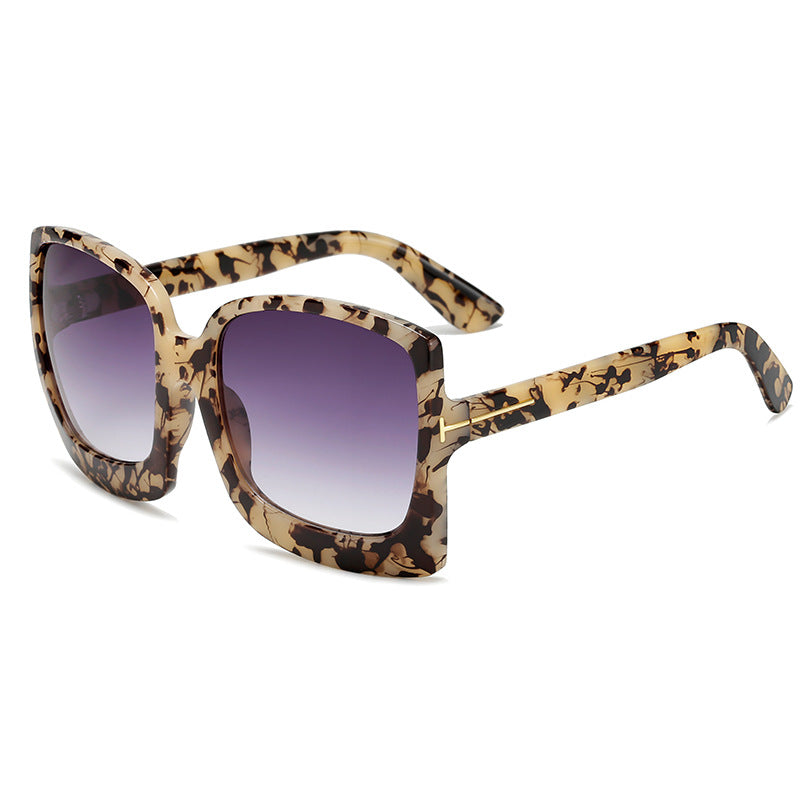 Leopard color large frame sunglasses - Zalixer