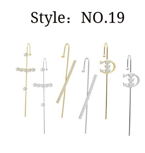 Zircon Earrings Slash Lightning Piercing Stud