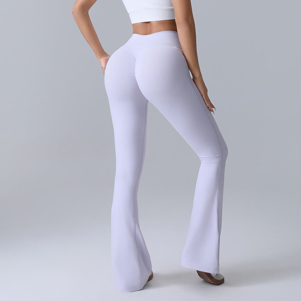 Hip-lift Yoga Flared Pants Fitness Sports Wide Leg High Waist Quick Dry Trousers Womens Clothing - Zalixer