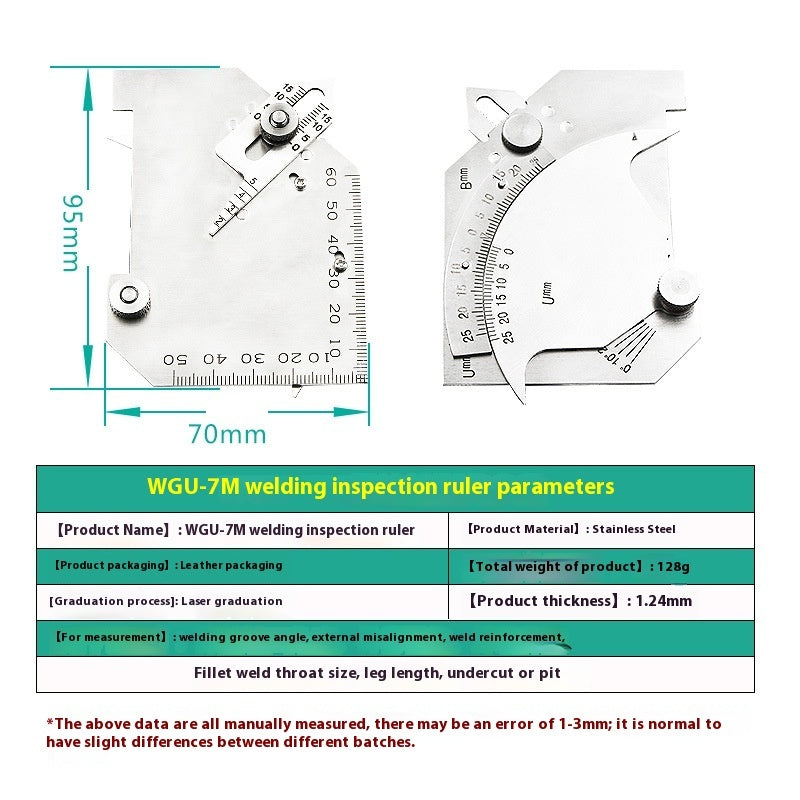 Cam-type Fillet Gauge Stainless Steel Welding Inspecting Ruler