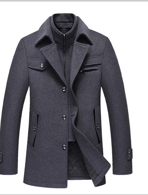 Men's Winter Slim Fit Warm Woolen Overcoats