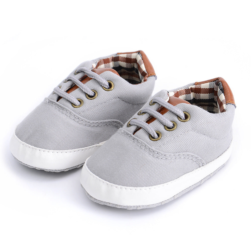 Solid color casual lace soft bottom baby canvas shoes baby shoes toddler shoes - Zalixer