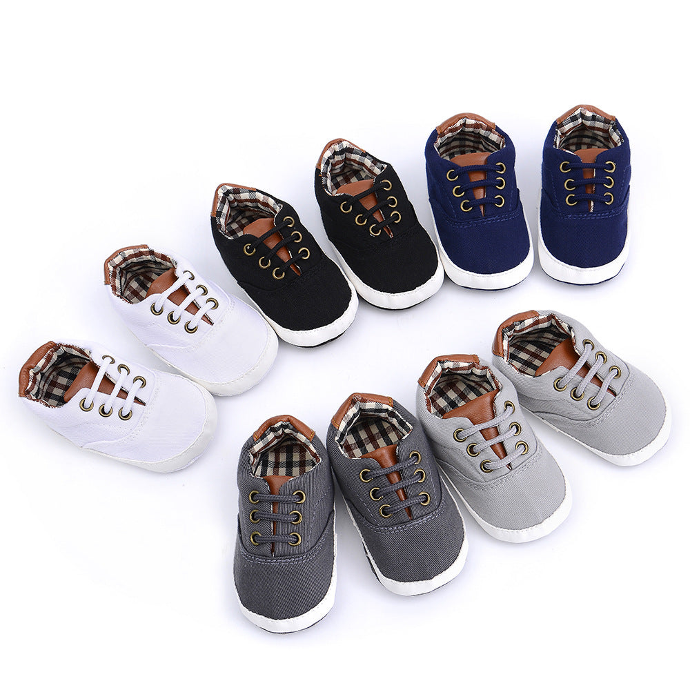 Solid color casual lace soft bottom baby canvas shoes baby shoes toddler shoes - Zalixer