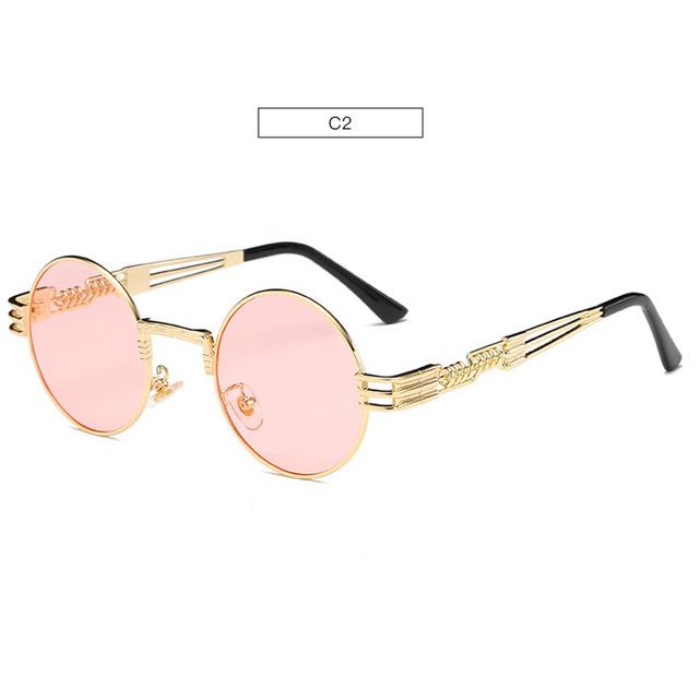 Gold Metal Fashion John Lennon Round Sunglasses Steampunk Sunglasses Mens Womens Retro Vintage Coating Mirrored Eyewear Shades - Zalixer