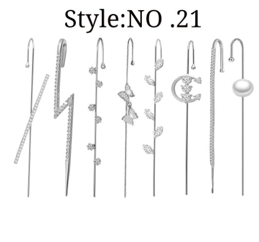 Zircon Earrings Slash Lightning Piercing Stud