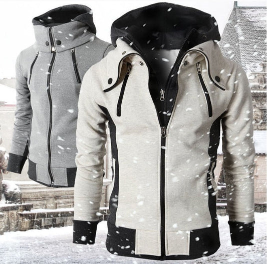 Men's Zip Up Hooded Jacket Two Piece Sports Cardigan