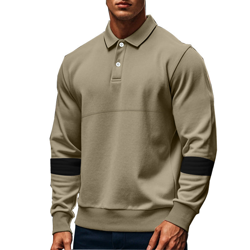 Fashion Long-sleeved Lapel Polo Shirt With Button Men's Loose Casual Sports Top Fall Spring Clothing