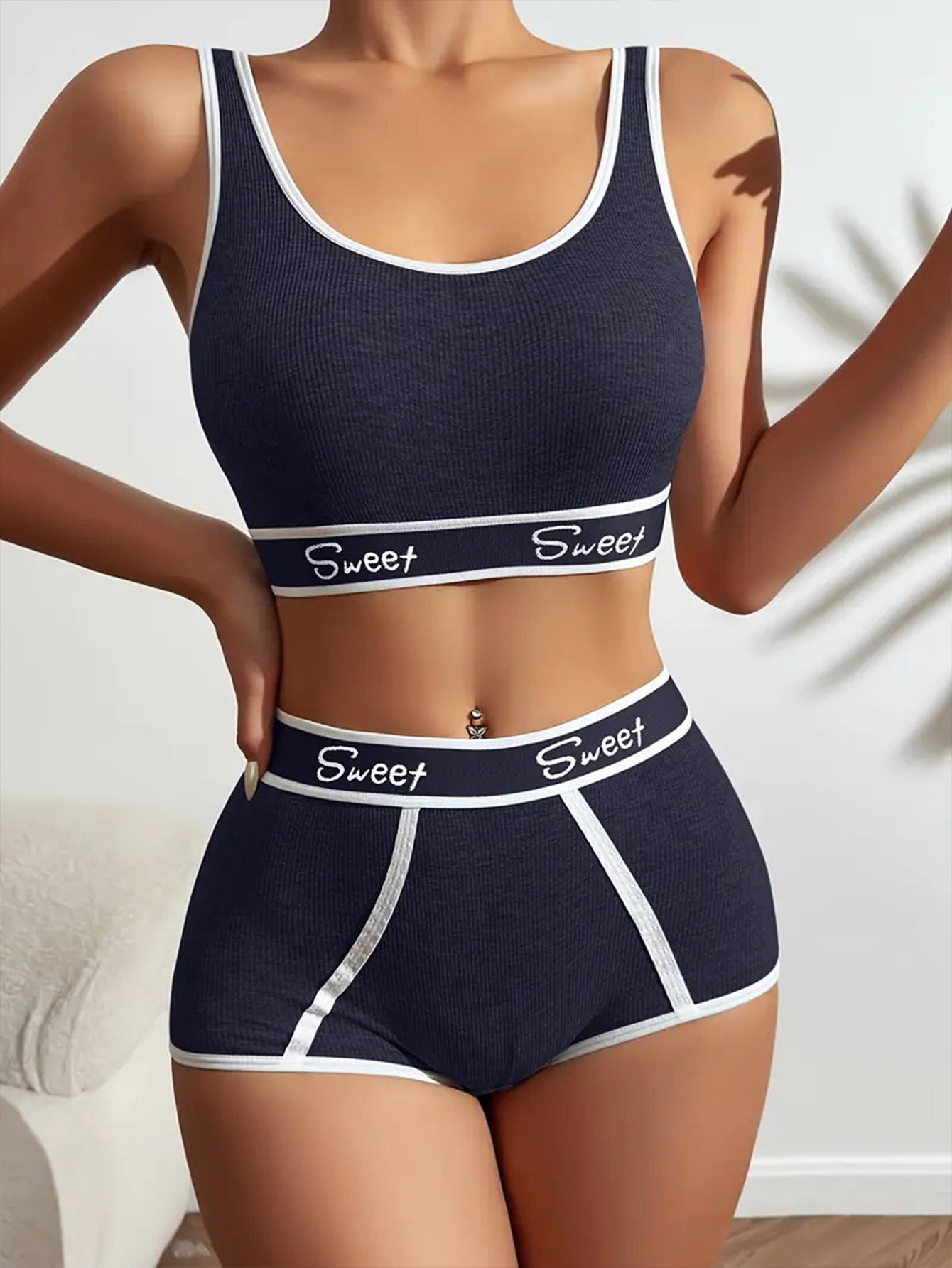 Workout Underwear Cotton Wide-brimmed Letters Sports Underwear Suit - Zalixer