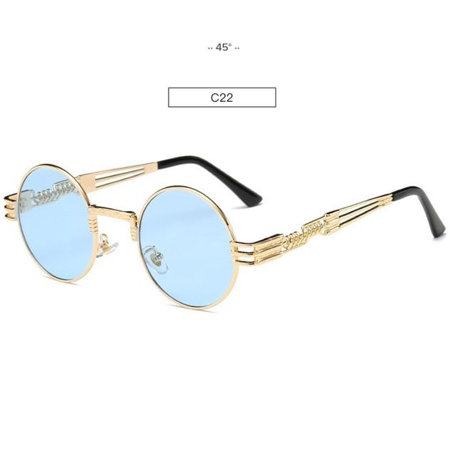 Gold Metal Fashion John Lennon Round Sunglasses Steampunk Sunglasses Mens Womens Retro Vintage Coating Mirrored Eyewear Shades - Zalixer