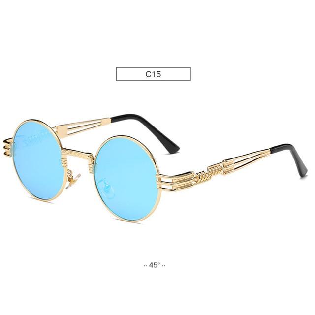 Gold Metal Fashion John Lennon Round Sunglasses Steampunk Sunglasses Mens Womens Retro Vintage Coating Mirrored Eyewear Shades - Zalixer