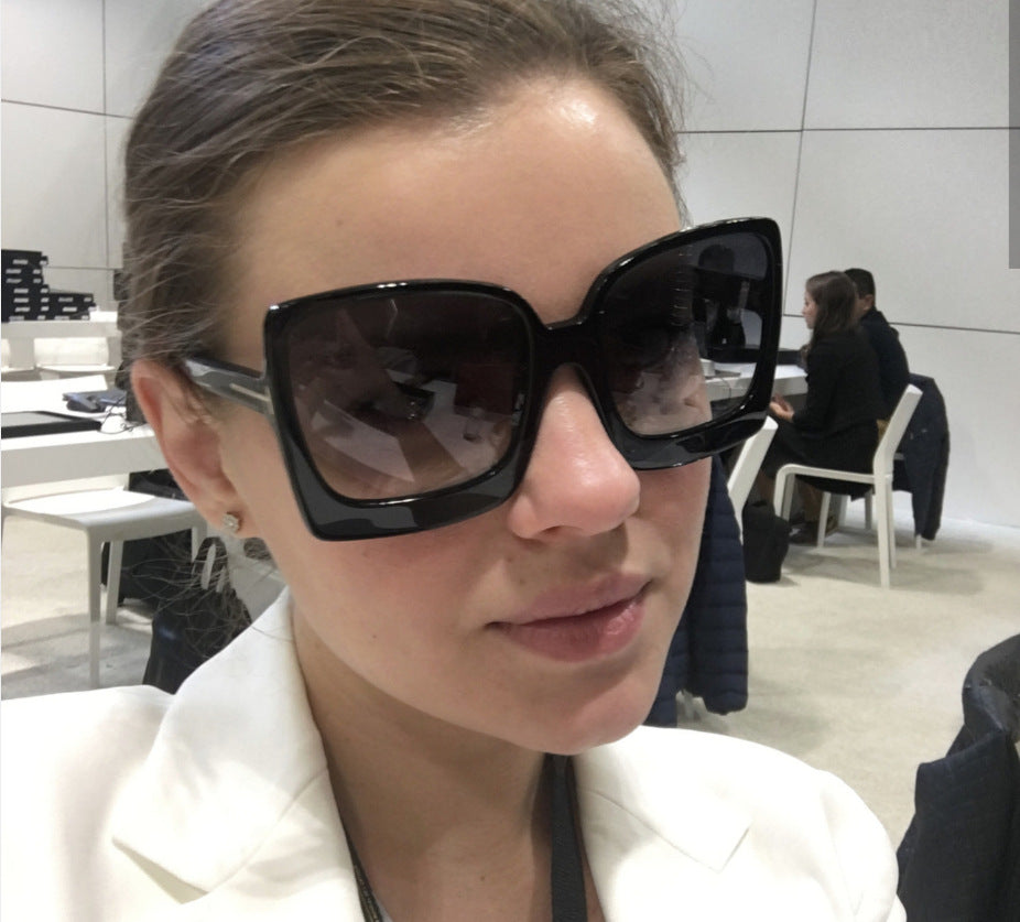 Leopard color large frame sunglasses - Zalixer