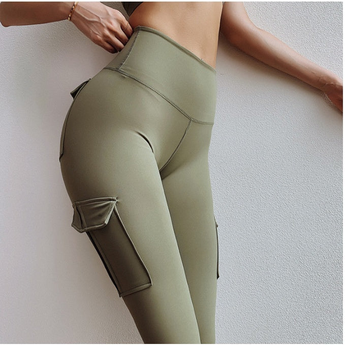 Pockets Trousers Solid Color Slim Yoga Track Pants Womens Clothing - Zalixer