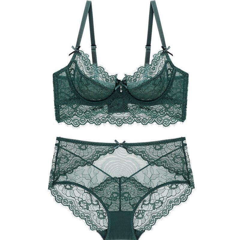 Ultra-thin Non-cotton Padded High Waist Bra Set - Zalixer