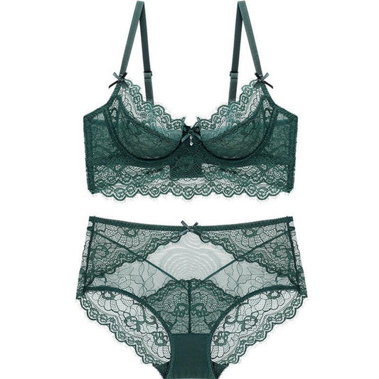 Ultra-thin Non-cotton Padded High Waist Bra Set - Zalixer