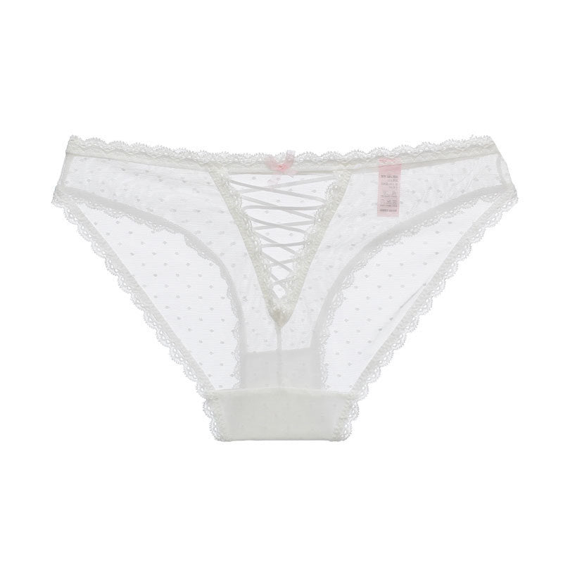 Hollow Cross Ribbon Lace Trim Panties Ladies - Zalixer
