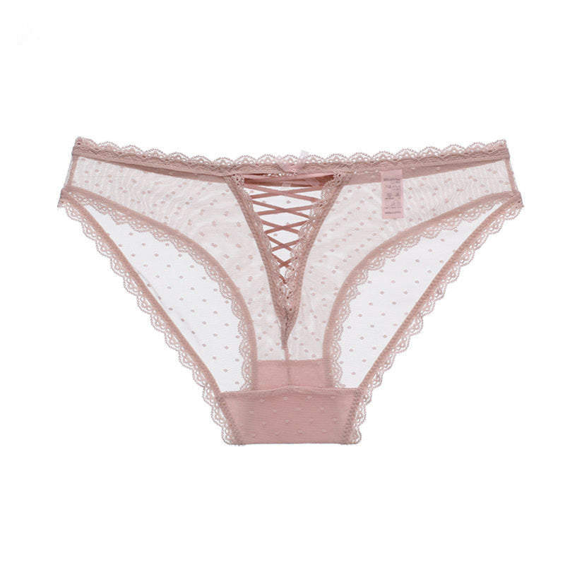 Hollow Cross Ribbon Lace Trim Panties Ladies - Zalixer