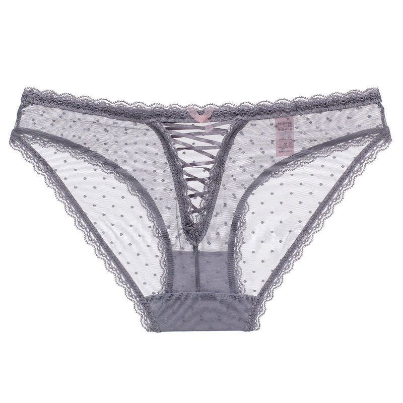 Hollow Cross Ribbon Lace Trim Panties Ladies - Zalixer