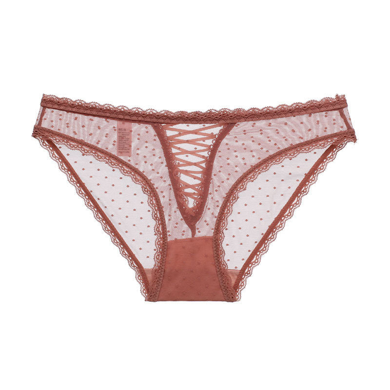 Hollow Cross Ribbon Lace Trim Panties Ladies - Zalixer