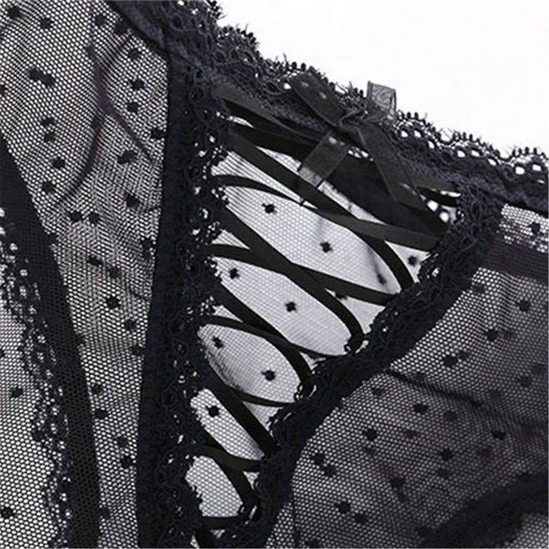 Hollow Cross Ribbon Lace Trim Panties Ladies - Zalixer