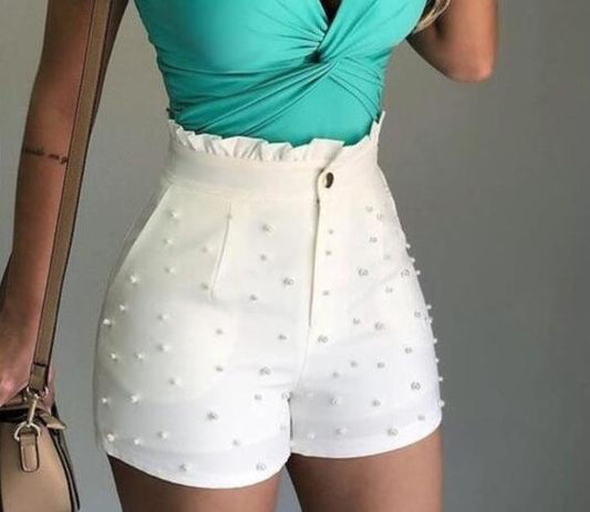 Women's Shorts Cannon Beads Solid Color Sexy Shorts Women - Zalixer