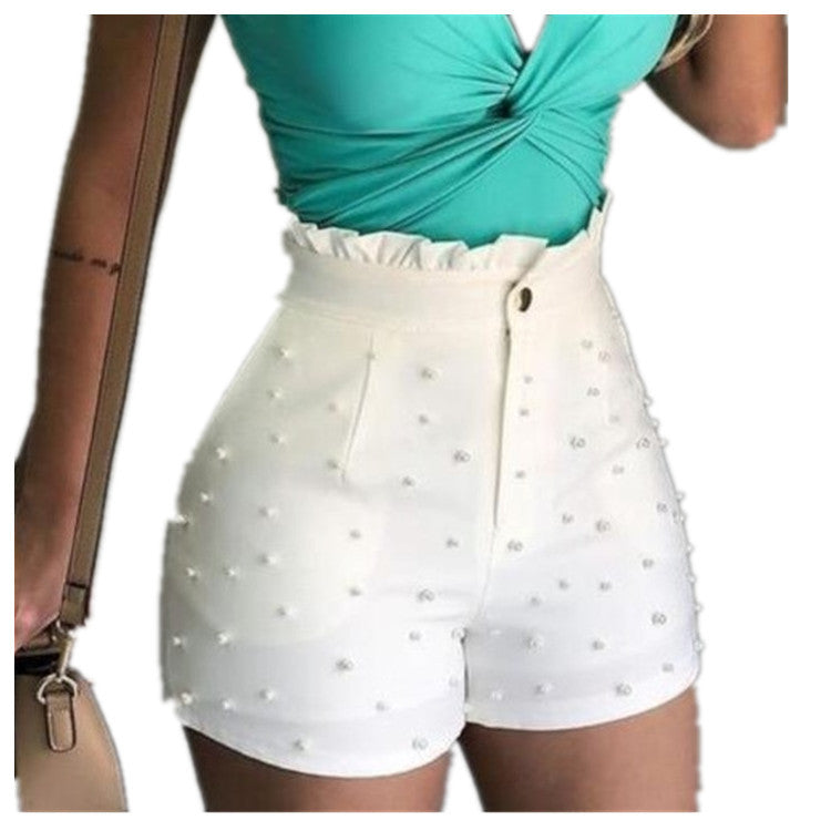 Women's Shorts Cannon Beads Solid Color Sexy Shorts Women - Zalixer