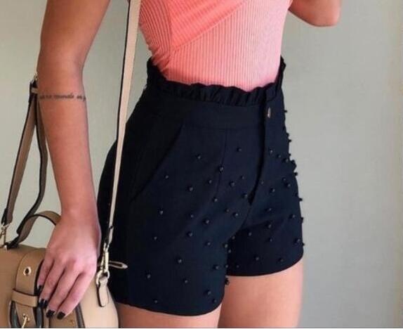 Women's Shorts Cannon Beads Solid Color Sexy Shorts Women - Zalixer