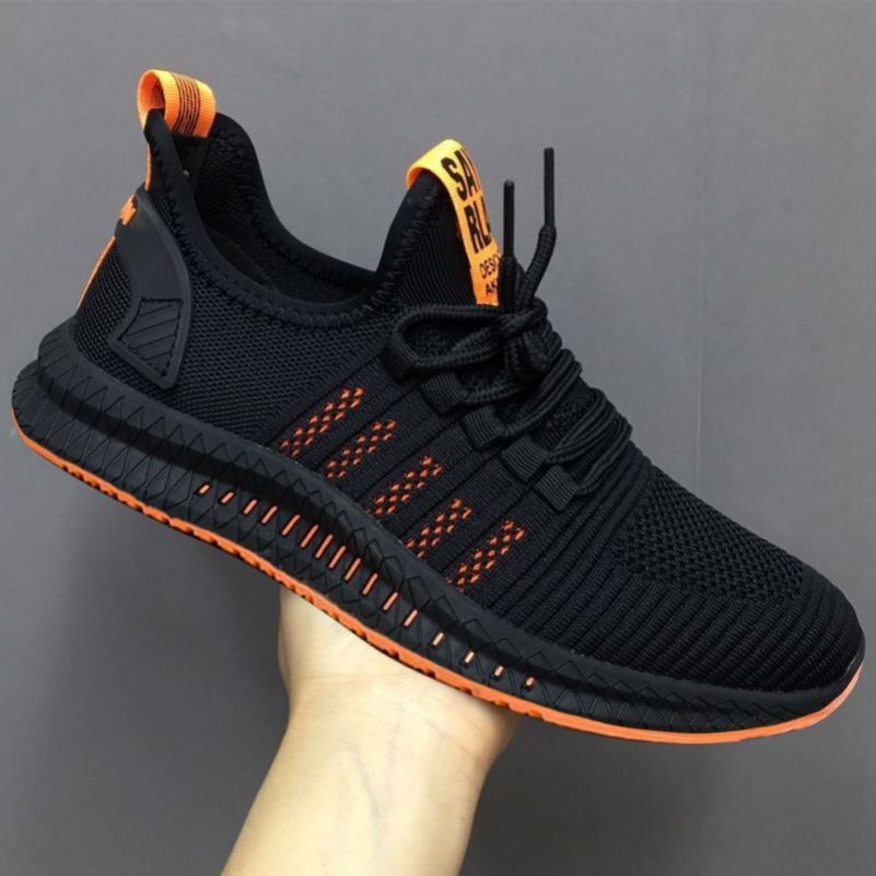 All Black Work Shoes Men's Mesh Men's Shoes Breathable Lightweight Mesh Shoes Summer Mesh Sports Casual Shoes