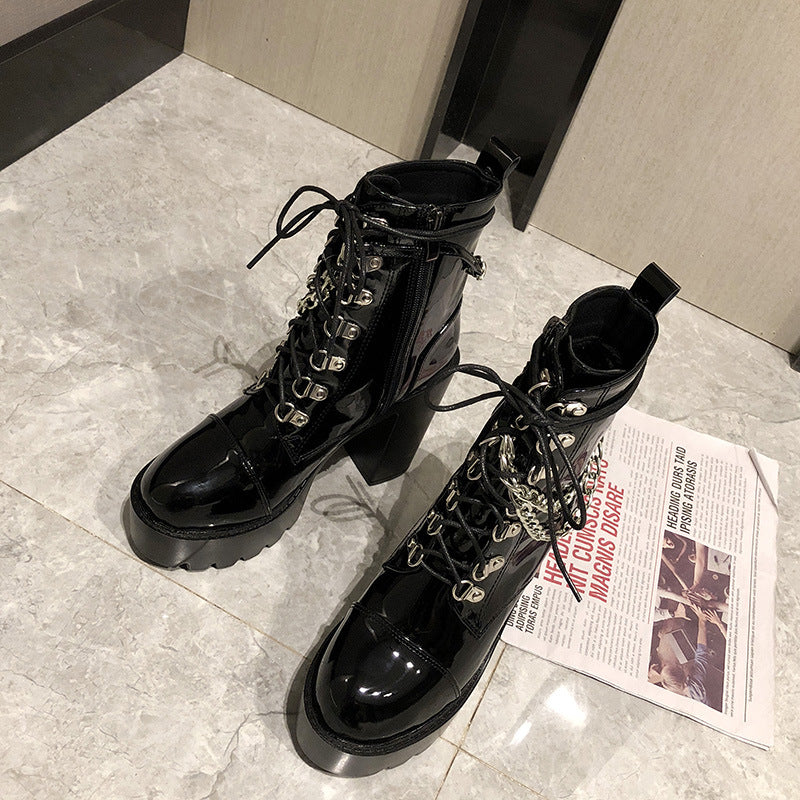 Lolita Gothic Mary Jane Womens Boots Platform Leather Martin Boots - Zalixer